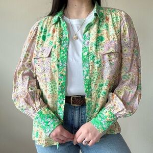 NWT LOFT Patchwork Floral Button Down Shirt